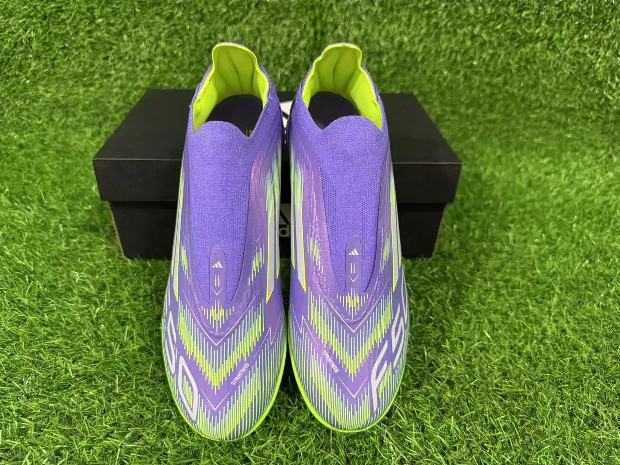 Adidas Purple Green Sock-Fit Collar Iridescent Upper Turf Soccer Shoes 2