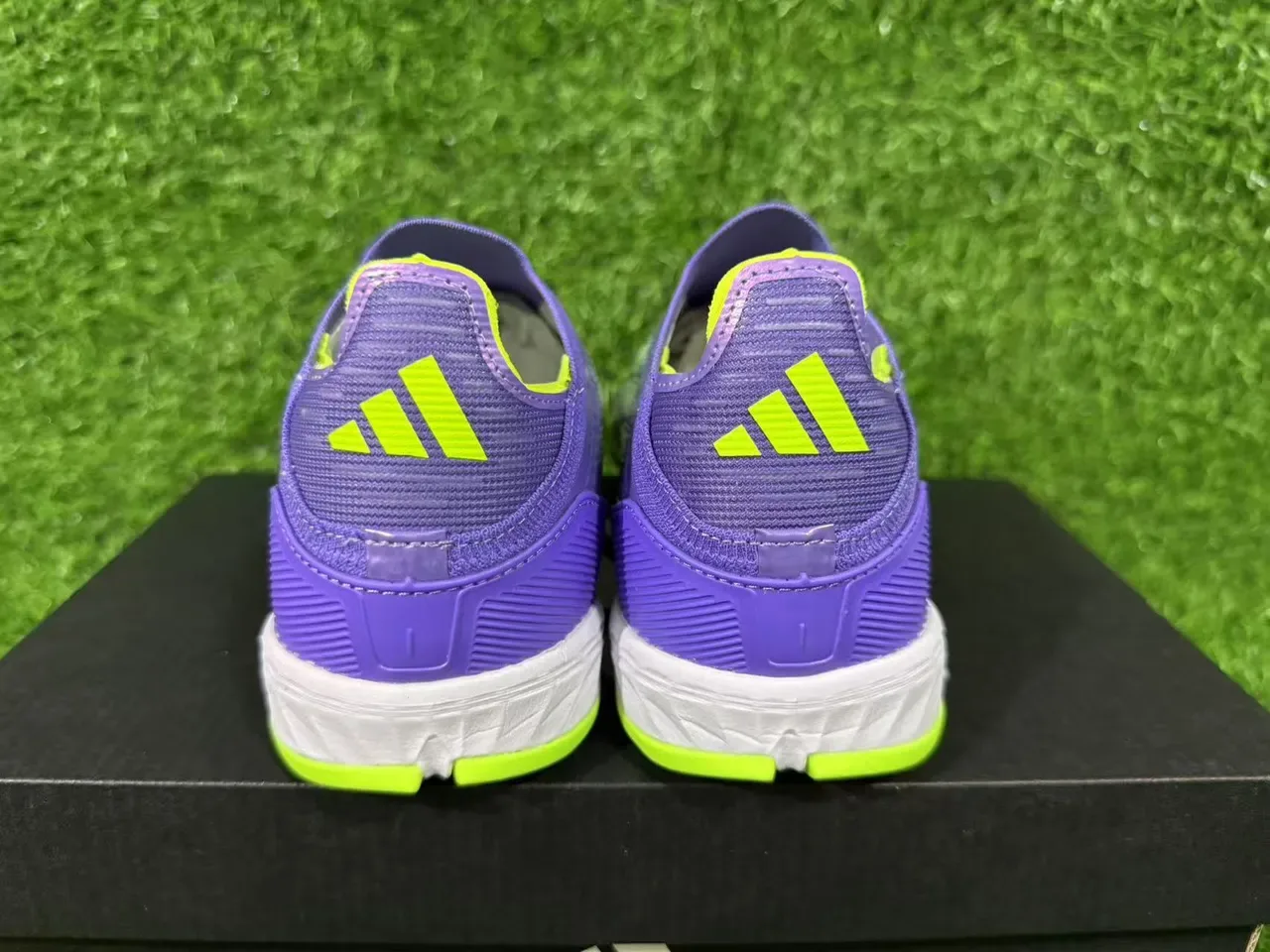 Adidas Purple Green Sock-Fit Collar Iridescent Upper Turf Soccer Shoes 4
