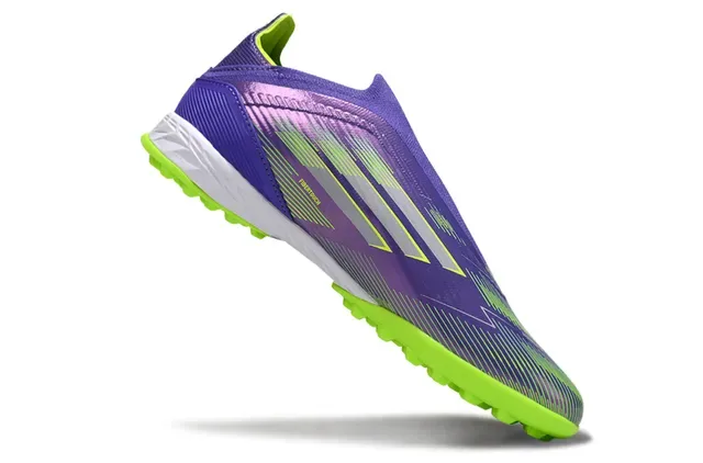 Adidas Purple Green Sock-Fit Collar Iridescent Upper Turf Soccer Shoes 9