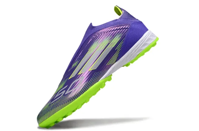 Adidas Purple Green Sock-Fit Collar Iridescent Upper Turf Soccer Shoes 10