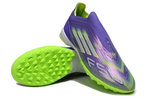 Adidas Purple Green Sock-Fit Collar Iridescent Upper Turf Soccer Shoes 11