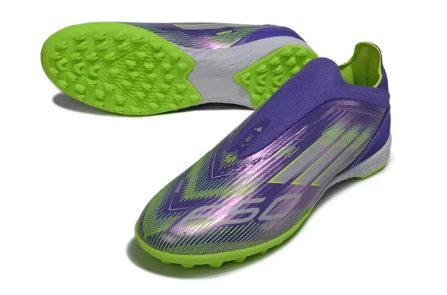 Adidas Purple Green Sock-Fit Collar Iridescent Upper Turf Soccer Shoes 12