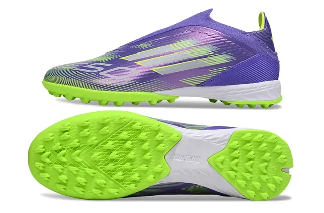Adidas Purple Green Sock-Fit Collar Iridescent Upper Turf Soccer Shoes 14