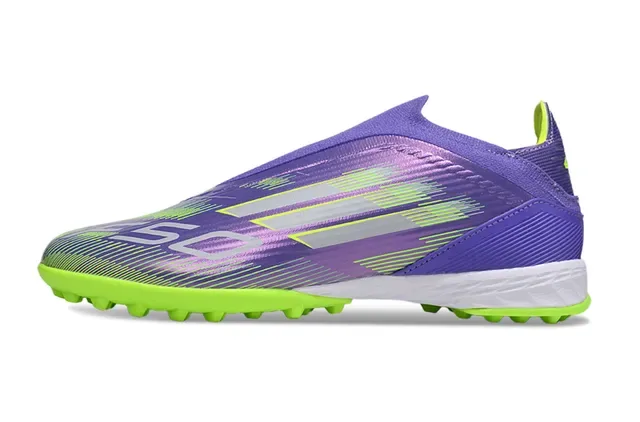 Adidas Purple Green Sock-Fit Collar Iridescent Upper Turf Soccer Shoes 15
