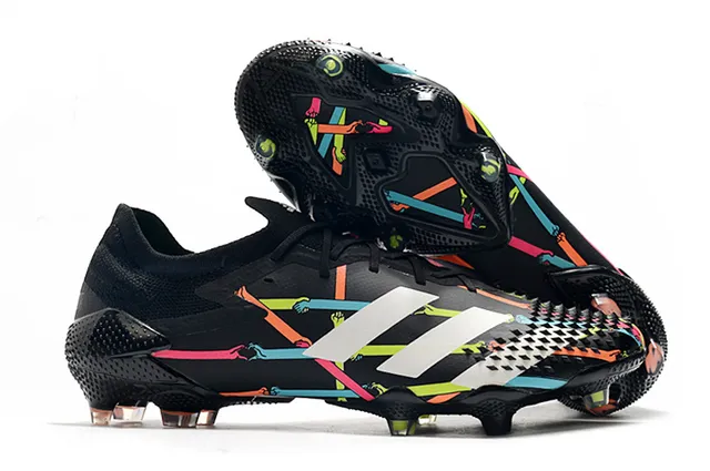 Adidas Rouge Noir Col Tricoté Lacets Asymétriques Chaussures de Football Sol Ferme 12