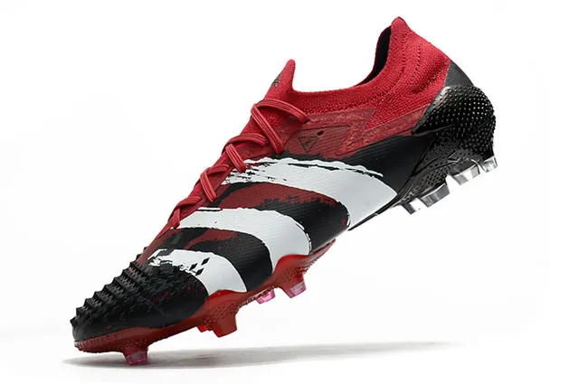 Adidas Rouge Noir Col Tricoté Lacets Asymétriques Chaussures de Football Sol Ferme 22