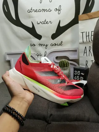 Adidas Red Green Engineered Mesh Upper Three-Stripe Side Branding Running Shoes 5