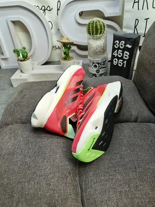 Adidas Red Green Engineered Mesh Upper Three-Stripe Side Branding Running Shoes 6