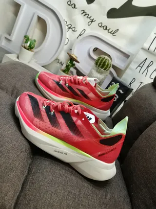 Adidas Red Green Engineered Mesh Upper Three-Stripe Side Branding Running Shoes 7