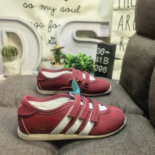 Adidas أحمر أبيض بدون لاس مزدوج فيلكرو أحذية رياضية أسلوب حياة