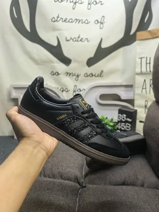 Adidas Samba Black Gold Low-Top Leather Upper Lifestyle Sneakers 5
