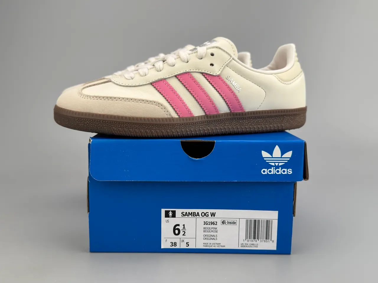 Adidas Samba Off-White et Pink Sneakers Lifestyle en Cuir 2