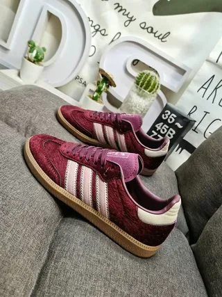 Adidas Samba OG Velours bordeaux et crème Lifestyle Sneakers 7
