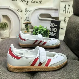 أديداس سامبا أبيض وأحمر بدون أربطة ماري جين Lifestyle Sneakers