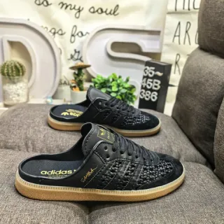 Adidas Samba বুনন চামড়া কালো সোনা গাম লুফার