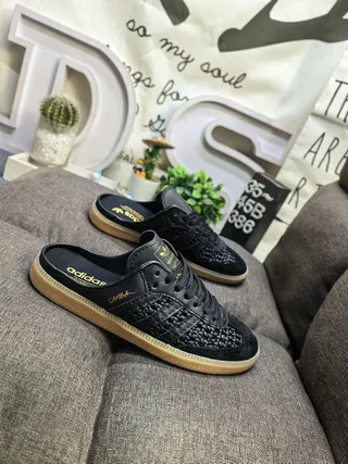 Adidas Samba 编织皮革 黑金橡 乐福鞋 9
