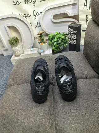 Adidas Superstar Noir Argent Shell-Toe Cuir Supérieur Chaussures Lifestyle 8