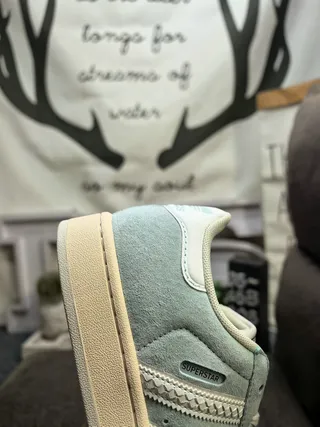Adidas Superstar أحذية رياضية أسلوبية أزرق رمادي من الجلد المخملي 3