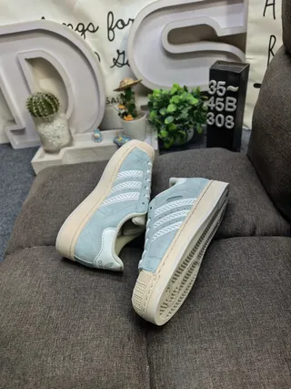 Adidas Superstar أحذية رياضية أسلوبية أزرق رمادي من الجلد المخملي 6