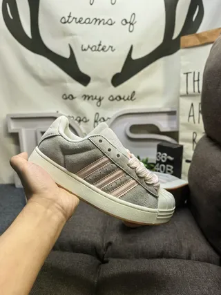 Adidas Superstar Gray Suede Shell-Toe Lifestyle Sneakers 5