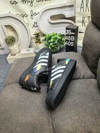 Adidas Superstar Salpicado de Tinta Preto Tênis Lifestyle 6