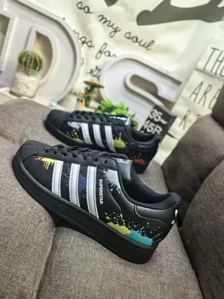 Adidas Superstar Salpicado de Tinta Preto Tênis Lifestyle 7