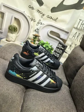 Adidas Superstar Salpicado de Tinta Preto Tênis Lifestyle 9