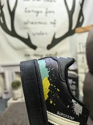 Adidas Superstar Paint Splatter Black Multicolor Lifestyle Sneakers 3