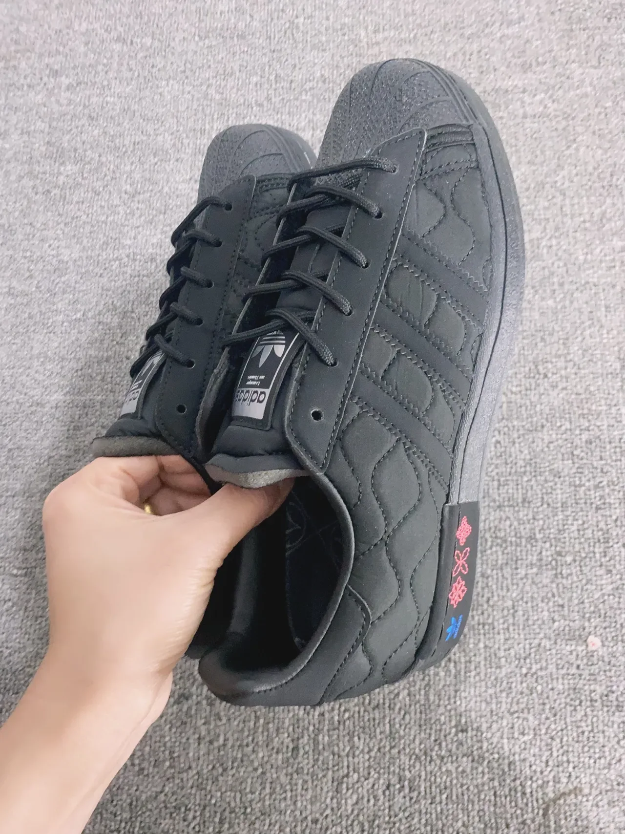 Adidas Superstar أحذية رياضية أسلوب حياة سوداء مبطنة 3