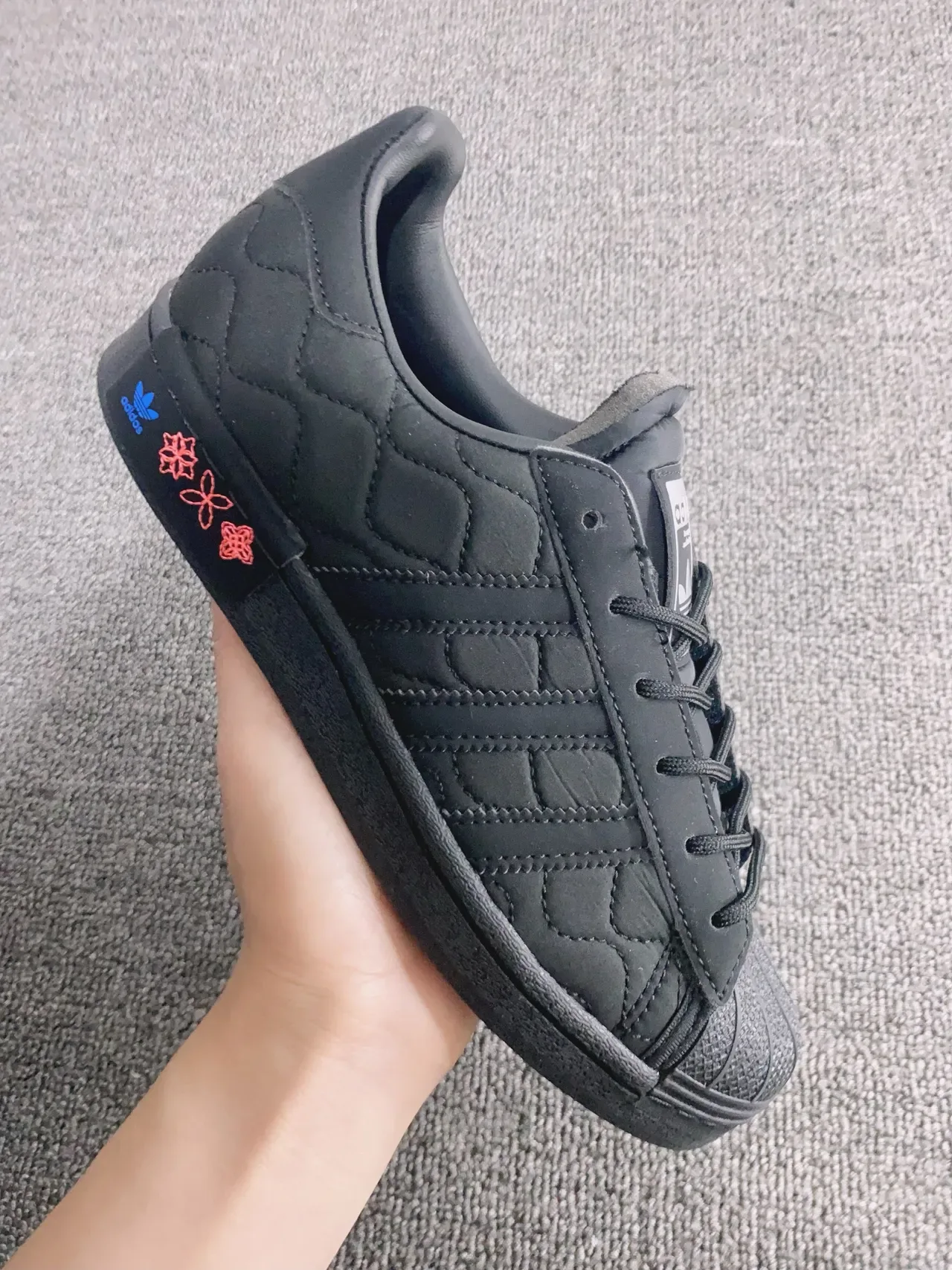Adidas Superstar أحذية رياضية أسلوب حياة سوداء مبطنة 5