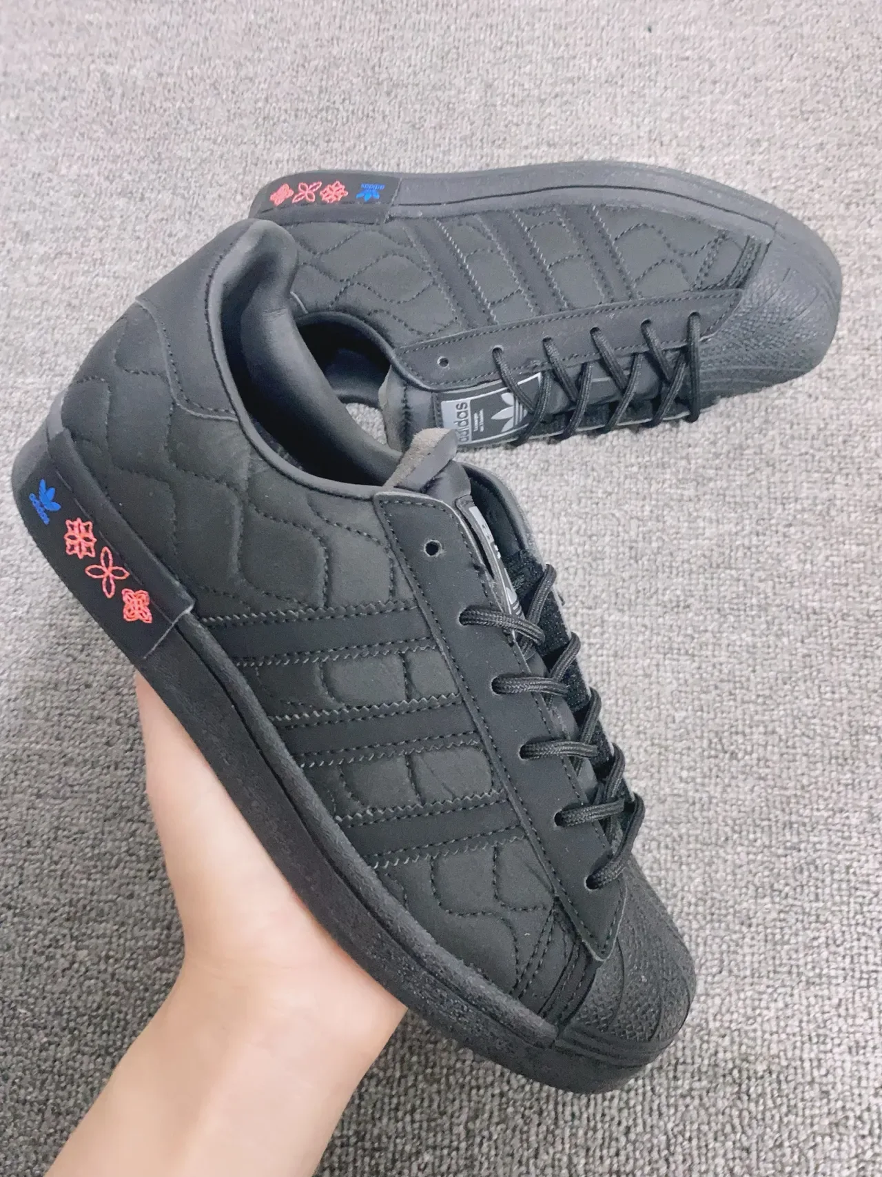 Adidas Superstar أحذية رياضية أسلوب حياة سوداء مبطنة 7