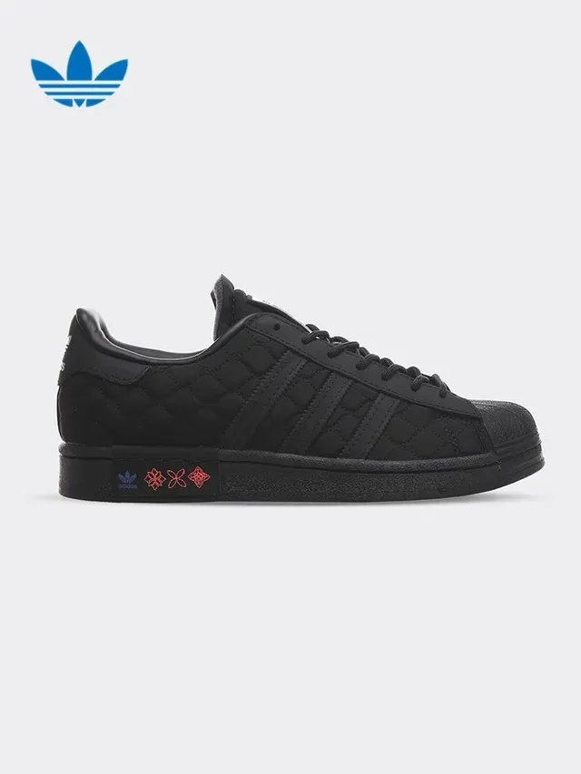 Adidas Superstar أحذية رياضية أسلوب حياة سوداء مبطنة 12