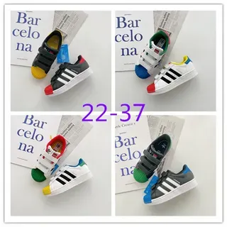 Adidas Superstar أبيض متعدد الألوان شيل تو حزام فيلكرو أحذية أسلوب حياة سنيكرز