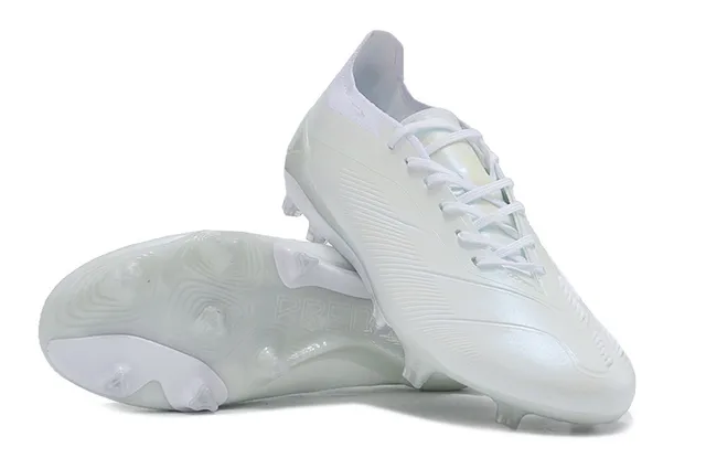 Adidas Blanc Monochrome Texturé Synthétique Supérieur Terre Firme Chaussures de Football 4
