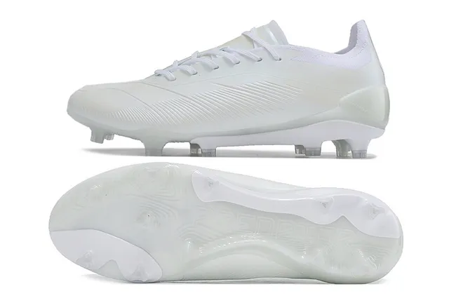 Adidas Blanc Monochrome Texturé Synthétique Supérieur Terre Firme Chaussures de Football 6