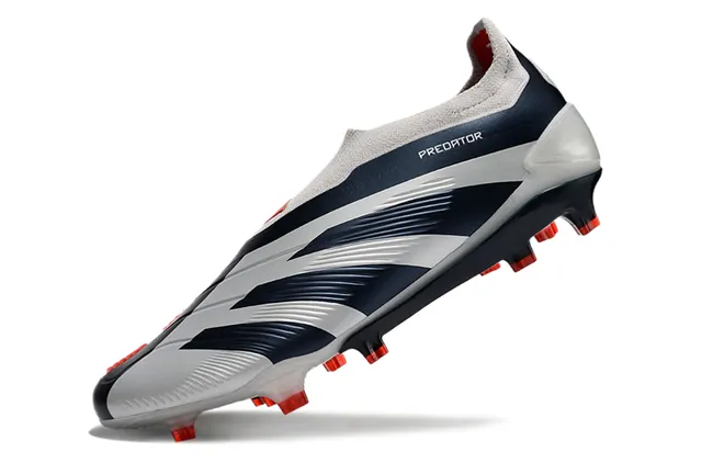 Adidas Blanco Marino Sin Cordones Upper Ajuste a Calcetín Moldado Superposición de Tres Rayas Ground Firme Zapatos de Fútbol 3