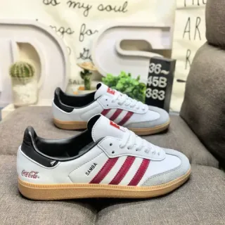 Adidas White Red Low-Top Leather-Suede Upper Lifestyle Sneakers