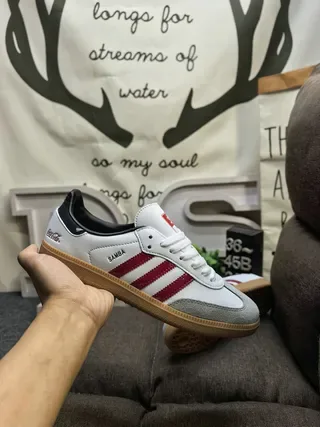 أديداس حذاء رياضي أبيض أحمر low top جلد سويدي علوي نمط حياة 5