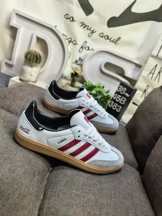 أديداس حذاء رياضي أبيض أحمر low top جلد سويدي علوي نمط حياة 9