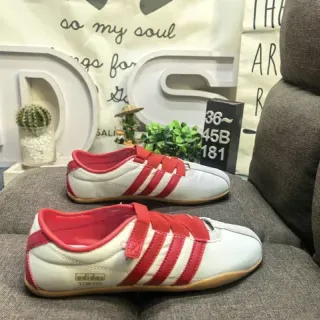 Adidas White Red منخفض Velcro حزام أحذية رياضية