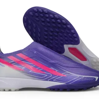 Adidas X Purple Pink Laceless Sock-Fit Upper Molded Stud Outsole Turf Soccer Shoes