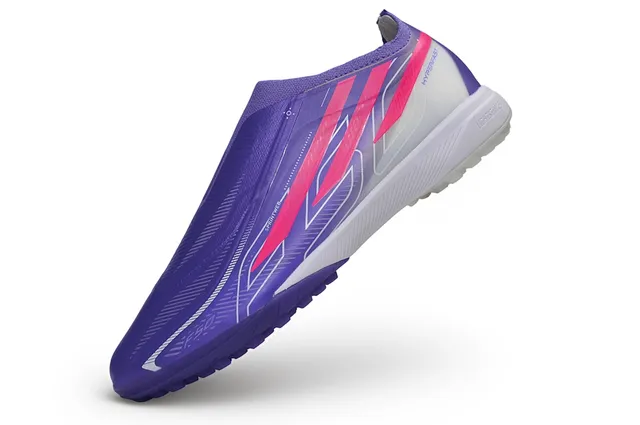 Adidas X Morado Rosa sin cordones parte superior tipo calcetín suela con tacos moldeados turf zapatillas de fútbol 3