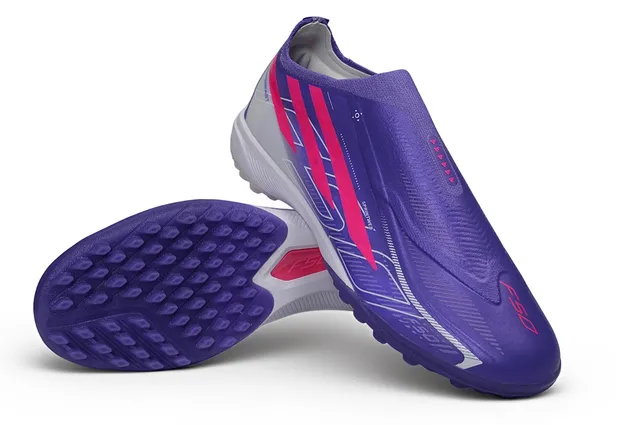 Adidas X Morado Rosa sin cordones parte superior tipo calcetín suela con tacos moldeados turf zapatillas de fútbol 4