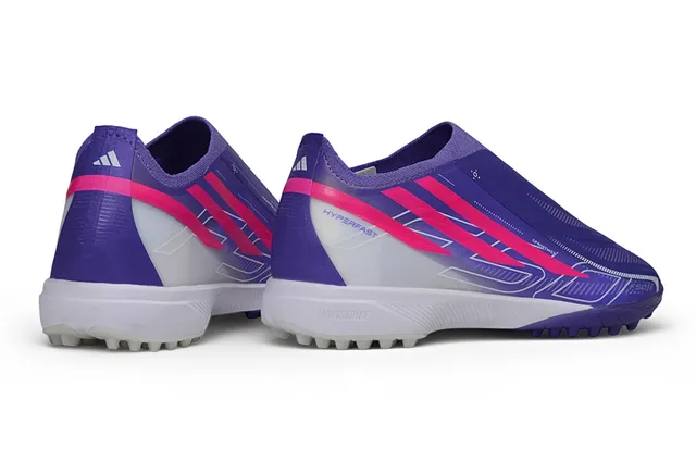 Adidas X Morado Rosa sin cordones parte superior tipo calcetín suela con tacos moldeados turf zapatillas de fútbol 5