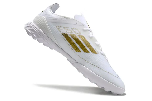 Adidas X Speedportal Sapatos de futebol branco dourado para gramado 2
