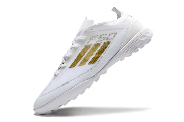 Adidas X Speedportal Sapatos de futebol branco dourado para gramado 3