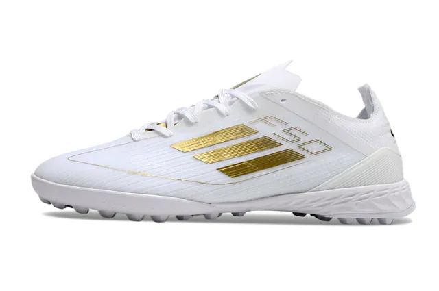 Adidas X Speedportal Sapatos de futebol branco dourado para gramado 7