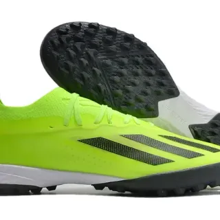 Adidas Amarelo Preto Low-Cut Synthetic Upper Molded TPU Cage Turf Sapatos de Futebol