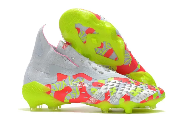 Adidas Yellow Multicolor High-Cut Sock-Fit Upper Asymmetric Lacing Firm-Ground Soccer Shoes 2