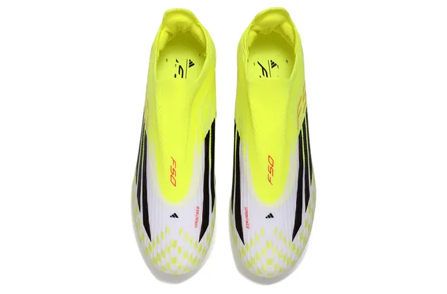 Adidas Amarelo Branco Baixo Ajuste Meia Superior Neón Sintético Tricô Solo Firme Sapatos de Futebol 2